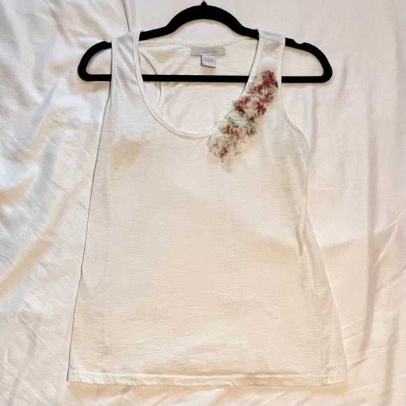 Y2K Charlotte Russe Floral Embellished White Tank Top - Picture 1 of 5